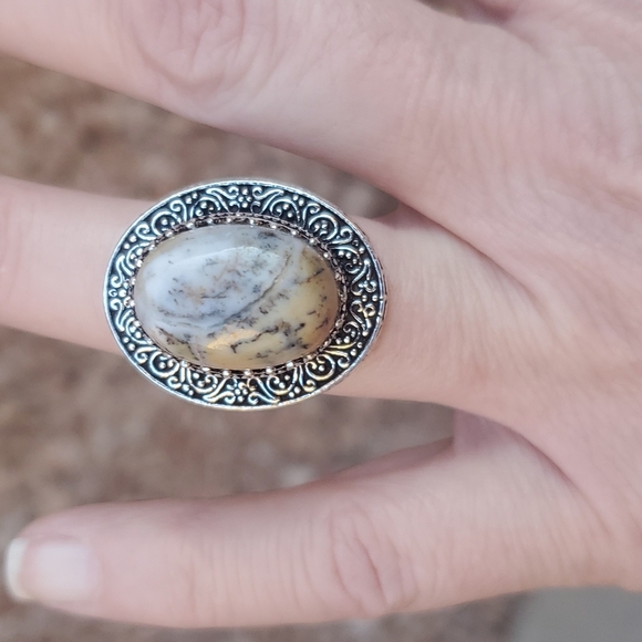 New Dendritic Opal 925 Silver Statement Ring. - Picture 4 of 16